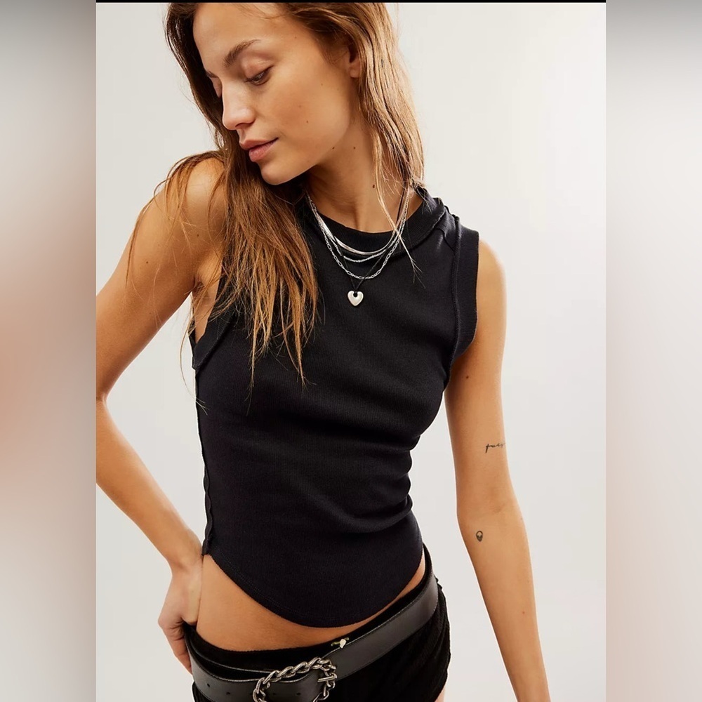 We The Free Black Ribbed Tank Top Size Large